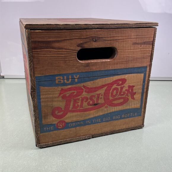 Vintage Pepsi Cola Advertising Wooden Wood Crate A Nickel Drink Worth A Dime - Picture 3 of 15